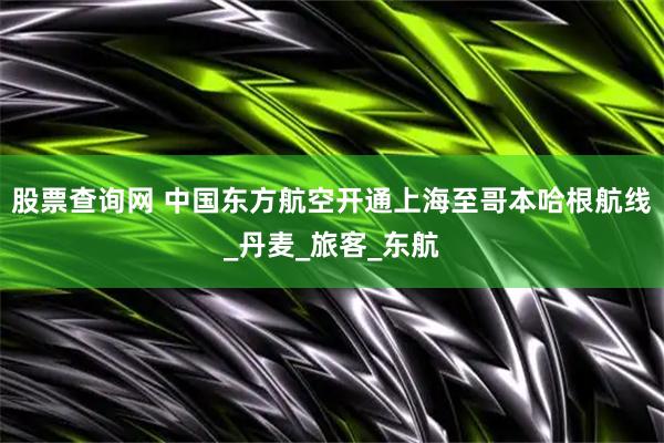 股票查询网 中国东方航空开通上海至哥本哈根航线_丹麦_旅客_东航